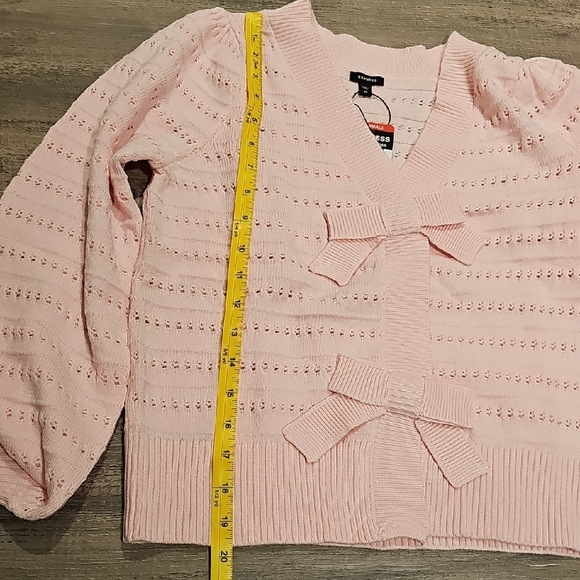 Express Pink Cardigan Sweater with Cropped Design - Picture 8 of 9